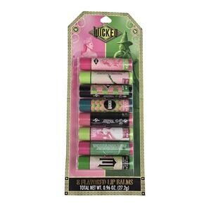 Wicked Movie 8 Flavored Lip Balm Set Glinda Elphaba Universal New Sealed